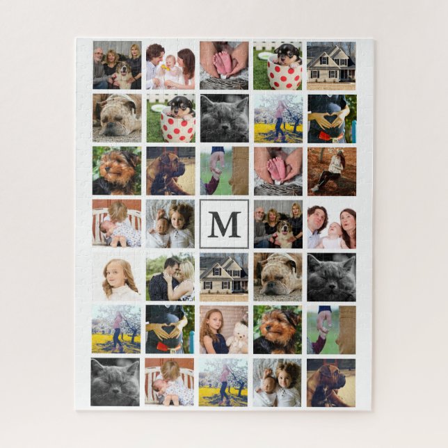 Puzzle Fotos familiares modernas de 34 y carta inicial (Vertical)