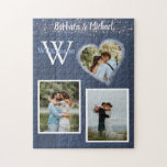 Puzzle Fotos románticas personalizadas<br><div class="desc">Este rompecabezas es perfecto como regalo para los recién casados o para un aniversario o El día de San Valentín. El corazón y su foto contarán la historia con luces brillantes para un momento romántico agregado -para el día especial y para siempre más. Con su monograma y el apellido en...</div>