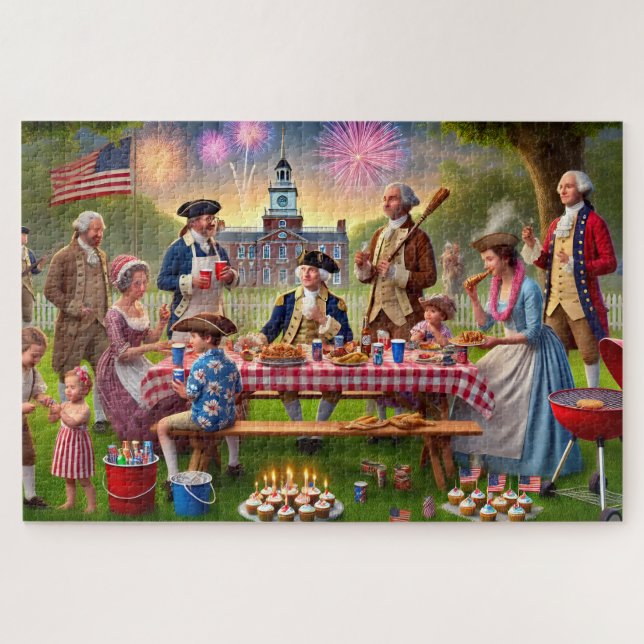 Puzzle Founding Fathers 4th of July BBQ Patriotic History (Horizontal)