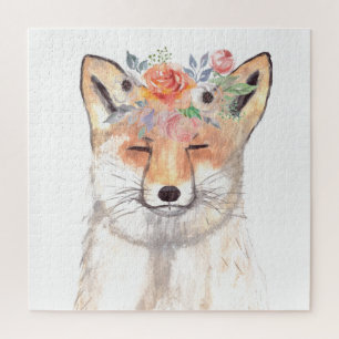 Puzzle Fox acuarela Naranja Brown Wildlife Art Animal