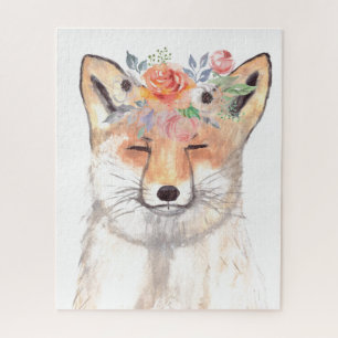 Puzzle Fox acuarela Naranja Brown Wildlife Art Animal