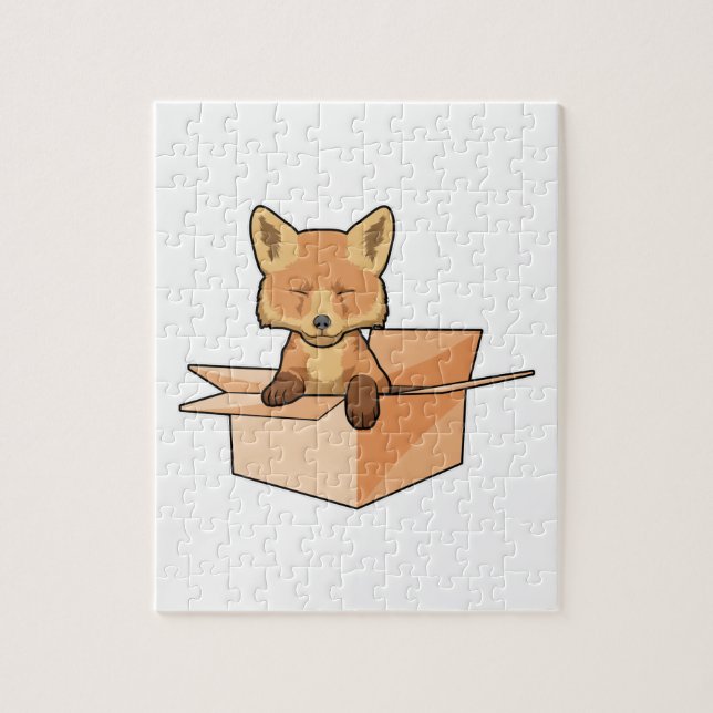Puzzle Fox como bebé en caja (Vertical)