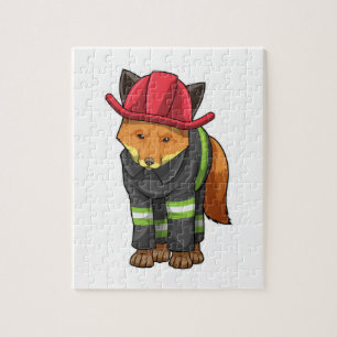 Puzzle Fox como bombero con casco