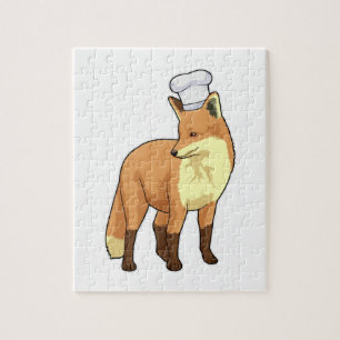 Puzzle Fox como cocinero con gorra de chef