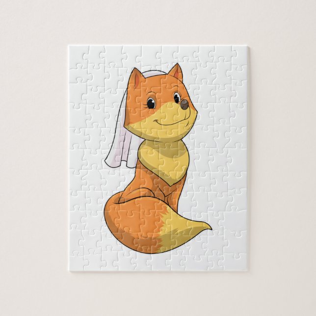 Puzzle Fox como novia con velo (Vertical)