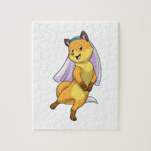 Puzzle Fox como novia con velo