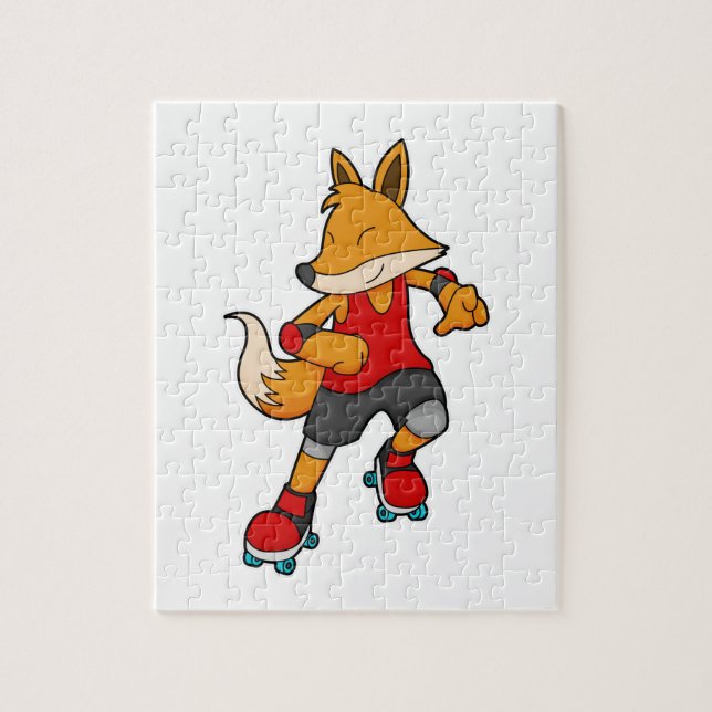 Puzzle Fox como patinador con patines de rodillos (Vertical)
