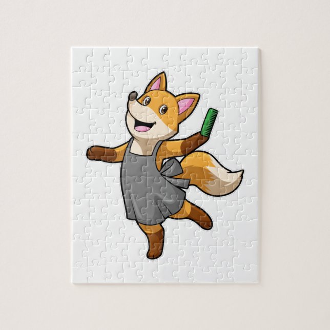 Puzzle Fox como peluquero con tijeras (Vertical)