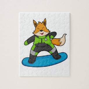 Puzzle Fox como Snowboarder con Snowboard