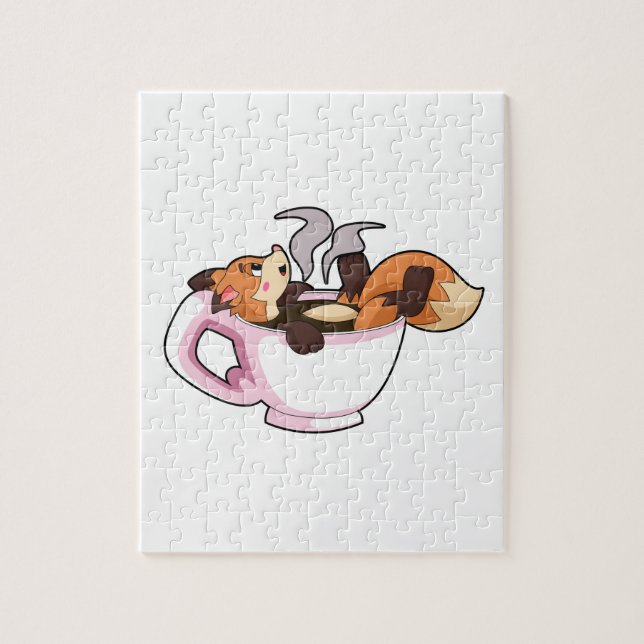 Puzzle Fox con Copa de Café (Vertical)
