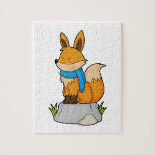 Puzzle Fox con Scarf en la roca
