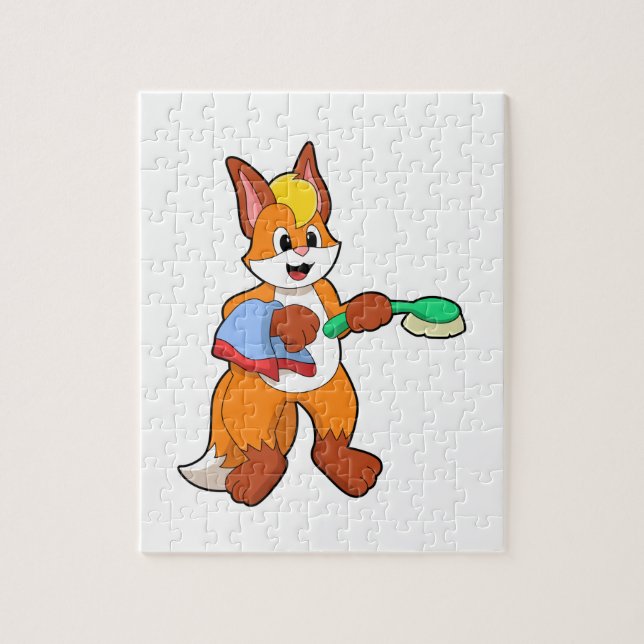 Puzzle Fox con toalla y pincel (Vertical)