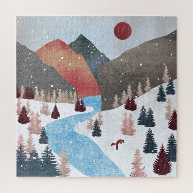 Puzzle Fox de la caza de invierno (Vertical)