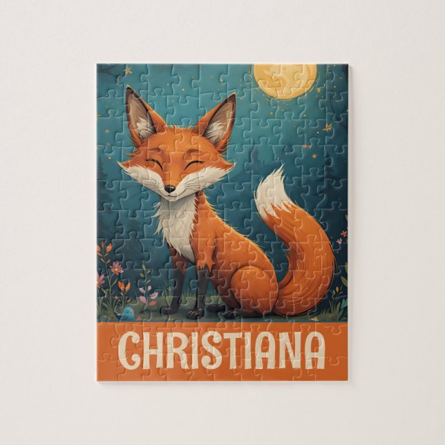 Puzzle Fox de sentada personalizada y caprichosa (Vertical)