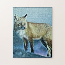Puzzle Fox disfrutando un día de nieve