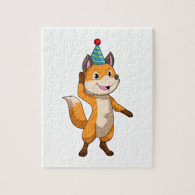 Puzzle Fox en Fiesta con Fiesta gorra (Vertical)
