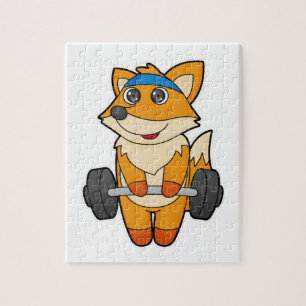 Puzzle Fox en Fitness con Barbell