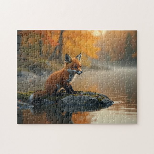Puzzle Fox joven en otoño (Horizontal)