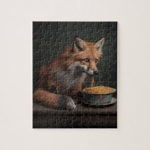 Puzzle Fox roja comiendo un bol de Spaghetti 8X10