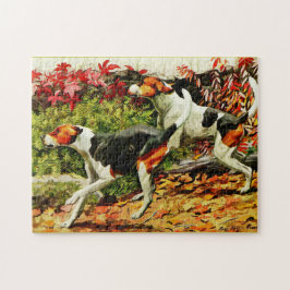 Puzzle Foxhounds (inglés y americano) en madera de otoño