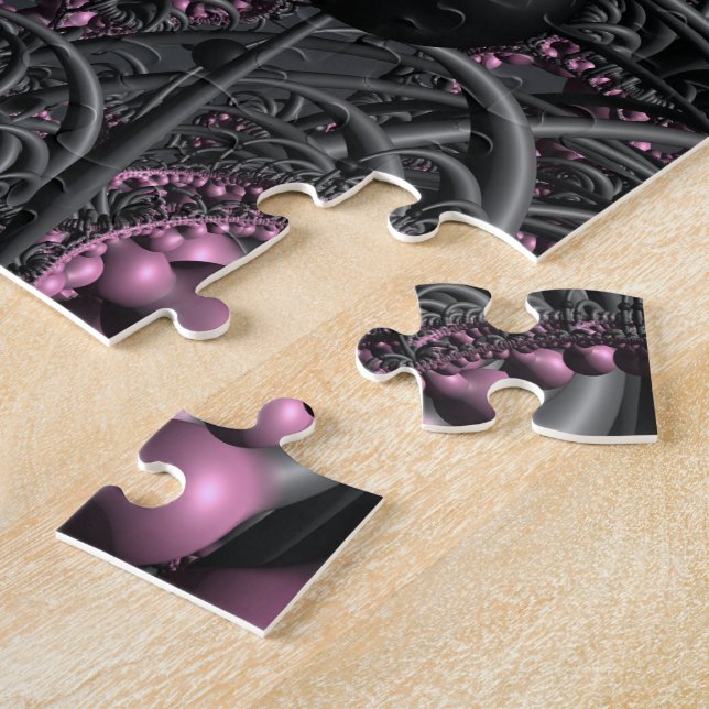 Puzzle Fractal 3D rosa y gris (Lado)