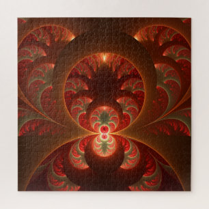 Puzzle Fractal abstracto moderno naranja rojo luminoso
