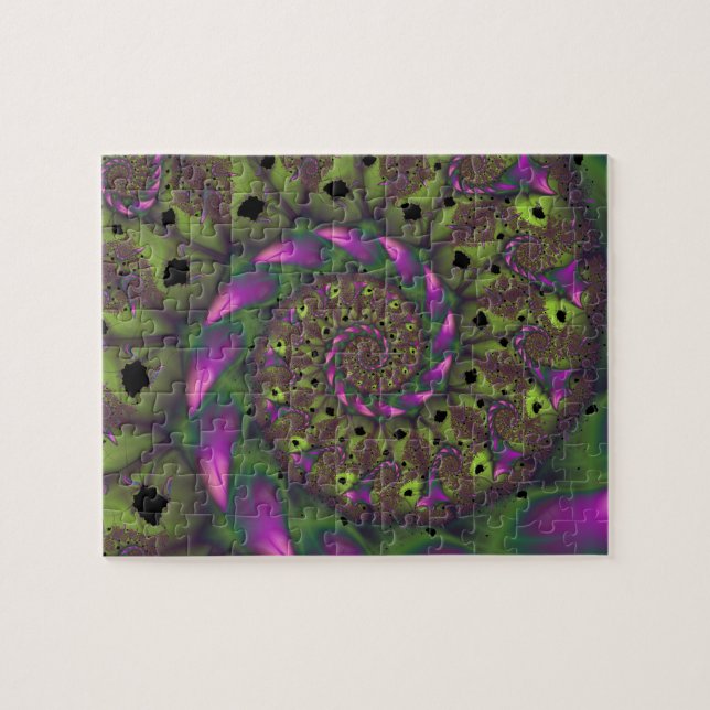 Puzzle Fractal con formas de pepino verde y rosa (Horizontal)