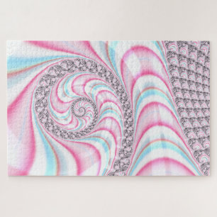 Puzzle Fractal de espiral de caña azul pastel
