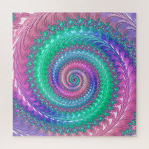 Puzzle Fractal de espiral de tono de jewel trippy colorid