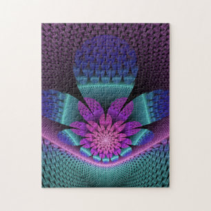 Puzzle Fractal de flor colorida con estampado inusual
