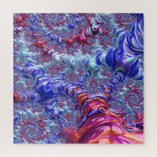 Puzzle Fractal de resumen digital de trippy colorido Groo