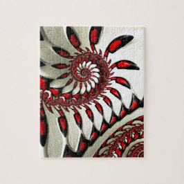 Puzzle Fractal espiral rojo y negro
