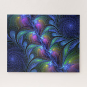 Puzzle Fractal verde rosa azul luminoso colorido abstract