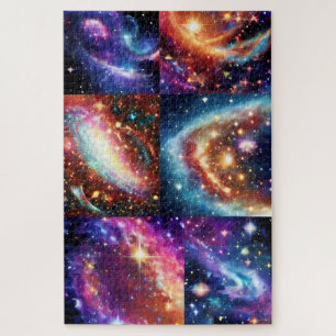 Puzzle Fragmentado Purple Gold Space Sky Cosmos