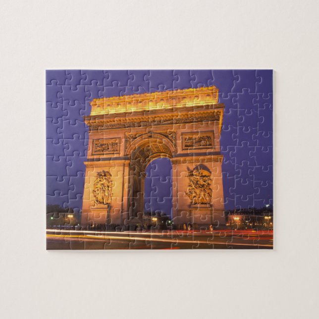 Puzzle Francia, París, Arco de Triunfo al anochecer. (Horizontal)