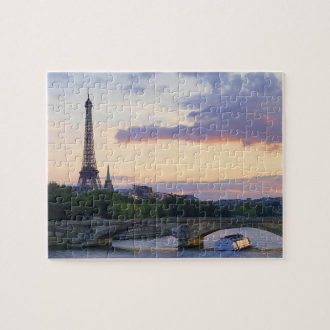 Puzzle Francia, París, barco turístico en el Sena, Eiffel (Horizontal)