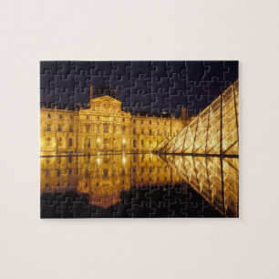 Puzzle Francia, París, museo del Louvre de noche.