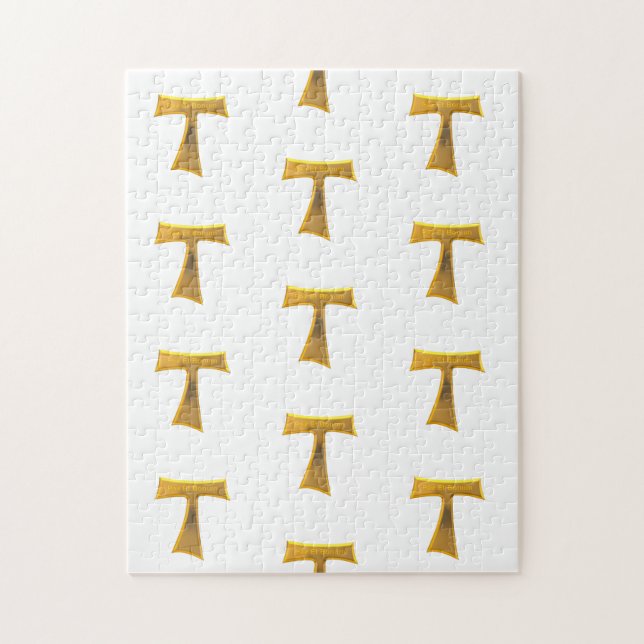 Puzzle Franciscan Tau Cross Pax Et Bonum Gold Metallic (Vertical)