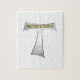 Puzzle Franciscan Tau Cross Peace y Good Silver & Gold