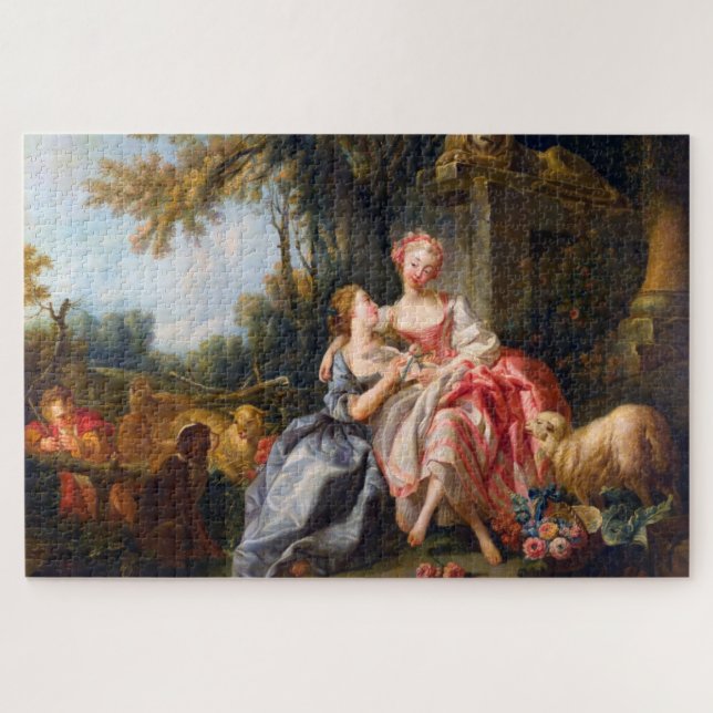 Puzzle Francois Boucher El Billet Dou rococo señoras arte (Horizontal)