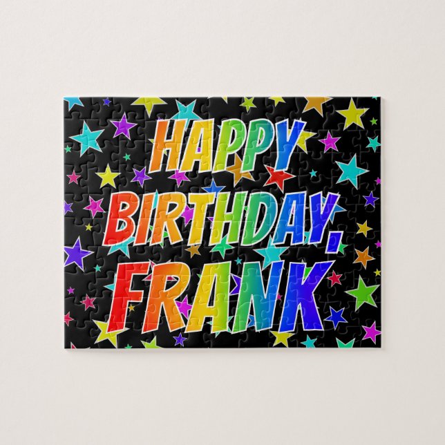 Puzzle "FRANK" Nombre, Diversión "FELIZ CUMPLEAÑOS" (Horizontal)