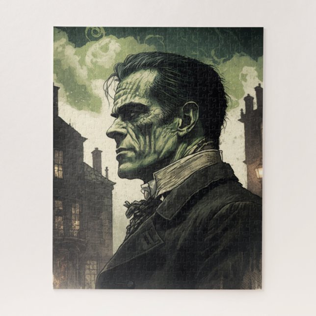 Puzzle Frankenstein, amante del libro de literatura gótic (Vertical)