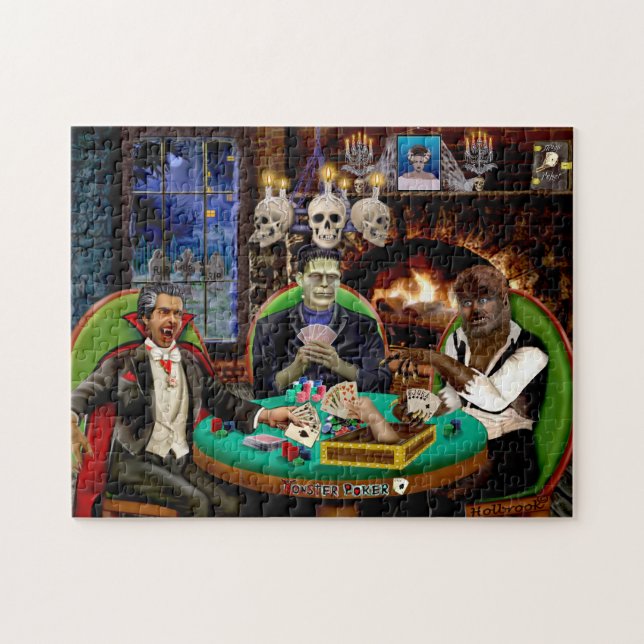 Puzzle Frankenstein y Dracula Halloween Monstruo Póquer  (Horizontal)
