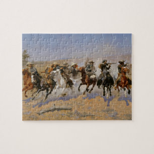 Puzzle Frederic Remington Pintura "Dash For The Timber"