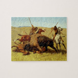 Puzzle Frederic Remington Western Art "Buffalo Hunt"
