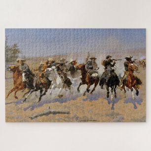 Puzzle Frederic Remington Western Art "Dash For The Timbe