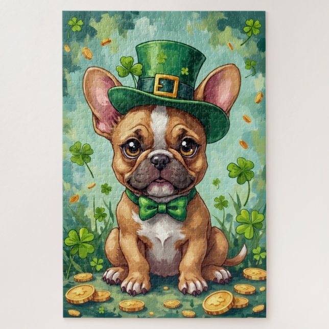 Puzzle French Bulldog St Patrick’s Day Cute Lucky Dog (Vertical)