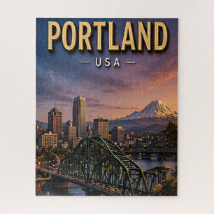 Puzzle Frente fluvial y puentes de la ciudad de Portland