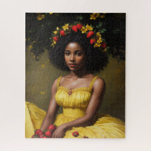 Puzzle Fresa mujer negra vestida con amarillo Arte de ver
