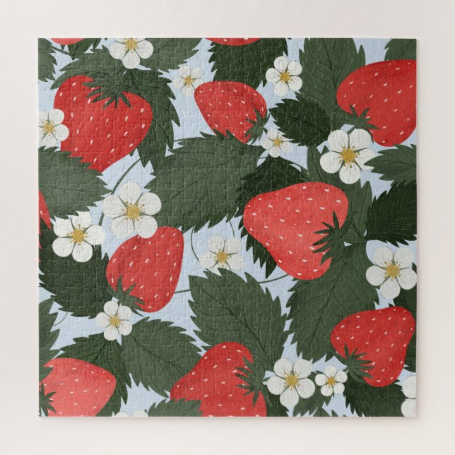 Puzzle Fresas: diseño de patrones de frutas de verano. (Vertical)